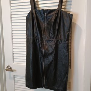 Wild Fable Black Faux Leather Zippered Mini Dress Size XXL